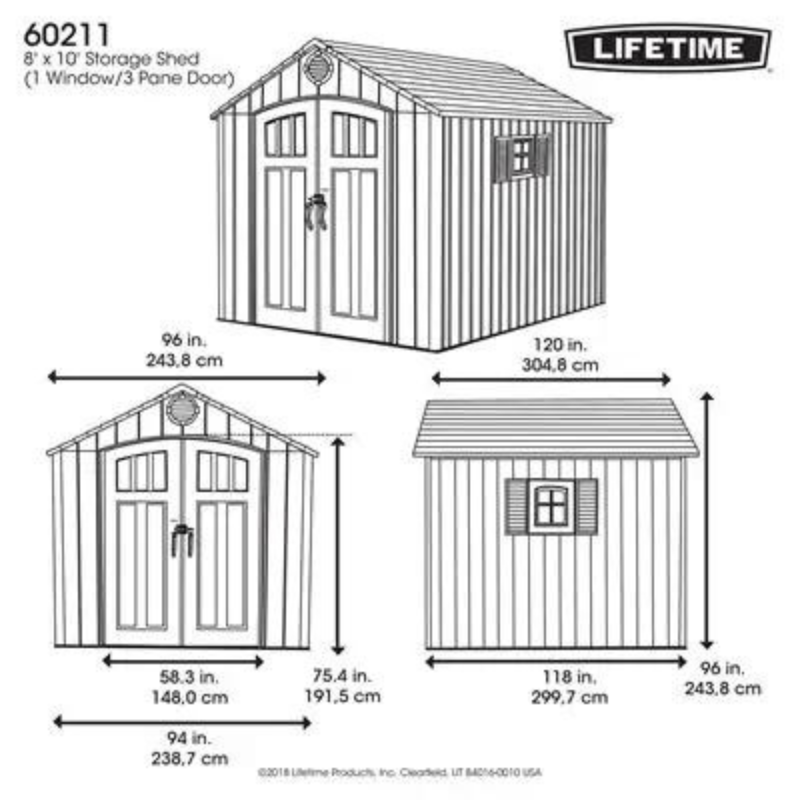 Lifetime 8 Ft. x 10 Ft. Outdoor Storage Shed