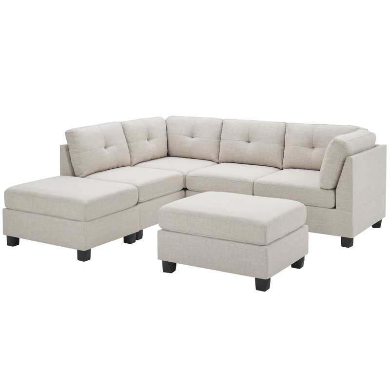 Chenault 92′′ Wide Reversible Modular Sofa & Chaise With Ottoman