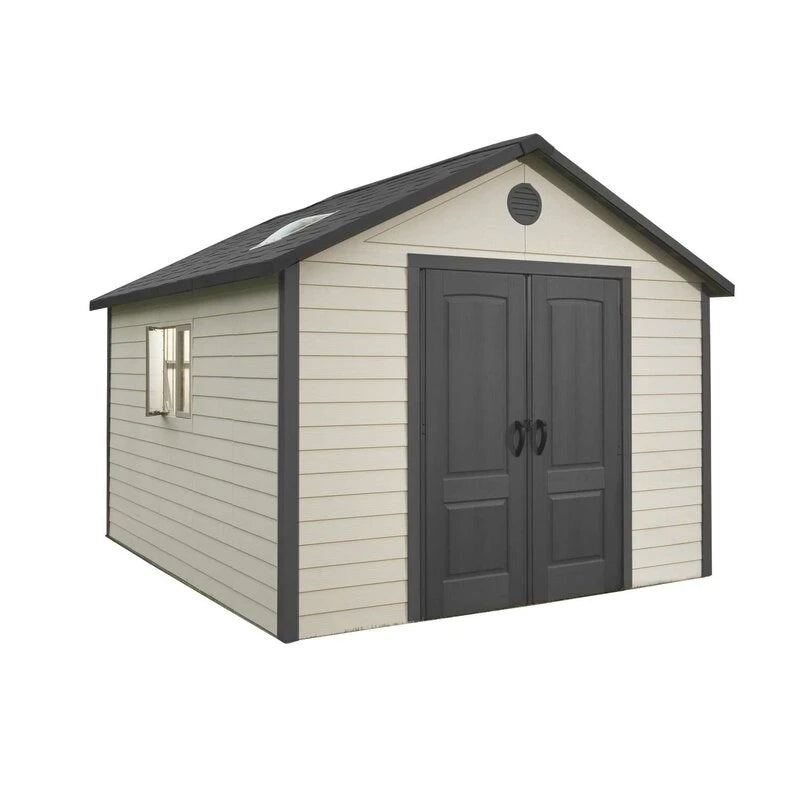 11' wide x 11' deep plastic storage shed