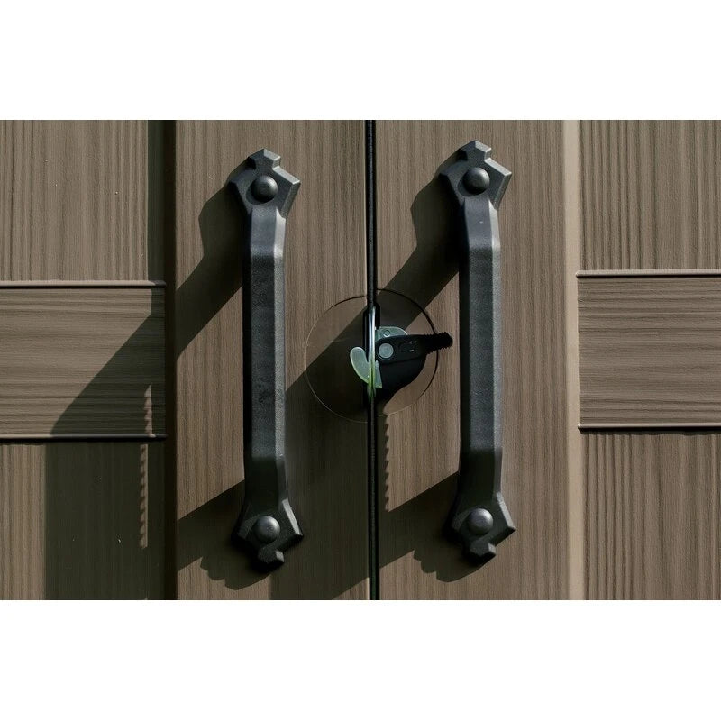 Factor 8 ft wide x 6 ft deep plastic storage shed