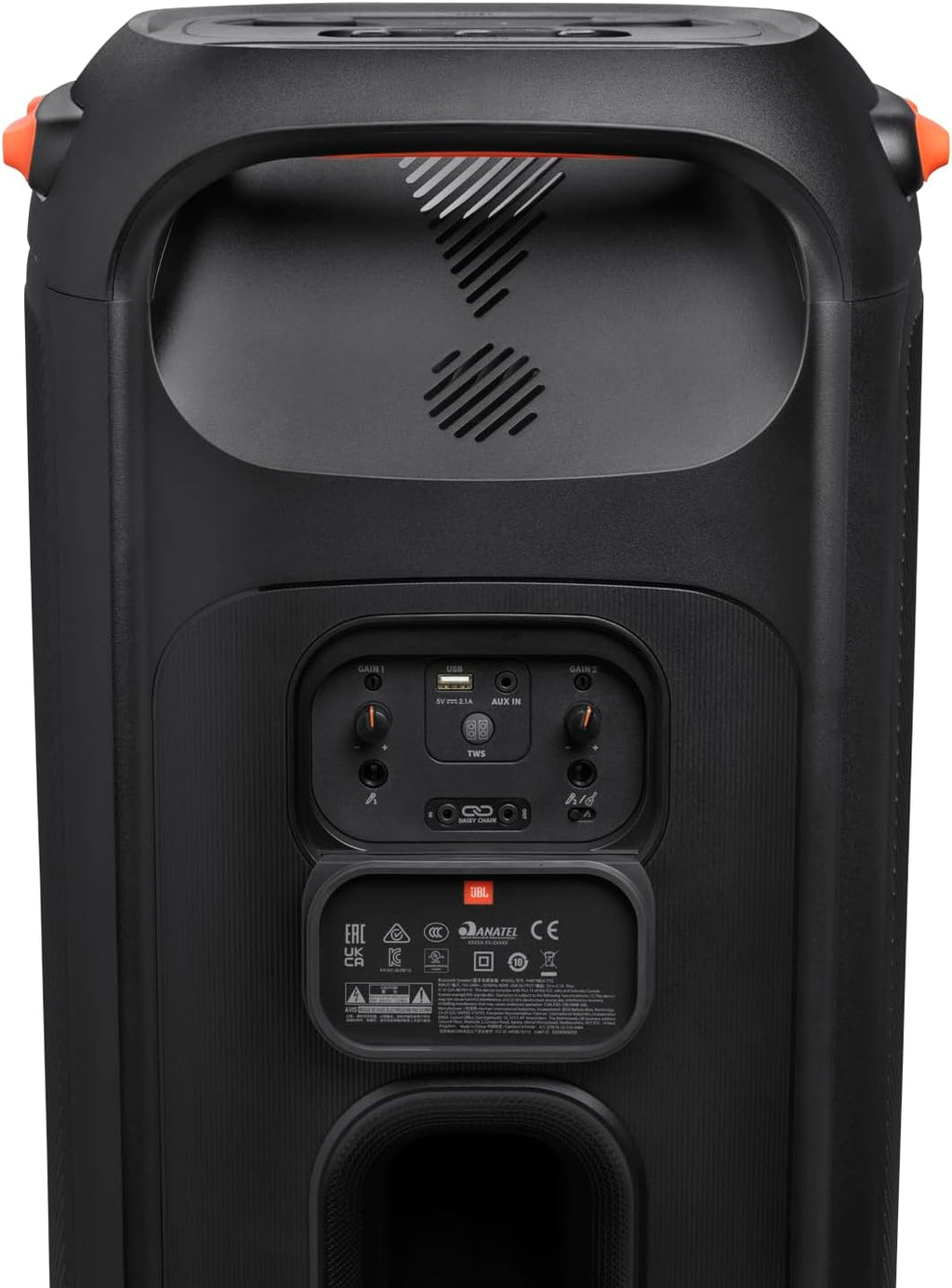 JBL PartyBox 710 -Party Speaker with Powerful Sound, Built-in Lights and Extra Deep Bass, IPX4 Splash Proof, App/Bluetooth Connectivity, Made for Everywhere a Handle Wheels (Black)