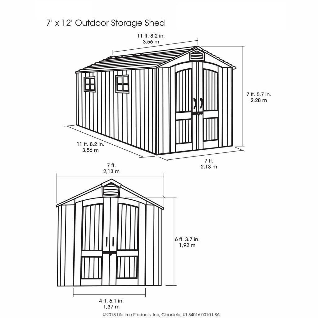 Lifetime 7 Ft. x 12 Ft. Outdoor Storage Shed