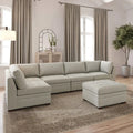 Thomasville Tisdale Modular Sectional 6-piece Boucle with Storage Ottoman