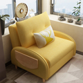 Single Sofa Bed,Folding Fabric Lazy Sofa, Soft And Comfortable Single Recliner Can Stored, 3 Levels of Backrest Angle Adjustment, Suitable for Living Room, Office, Bedroom Sofa,Yellow,1.2M