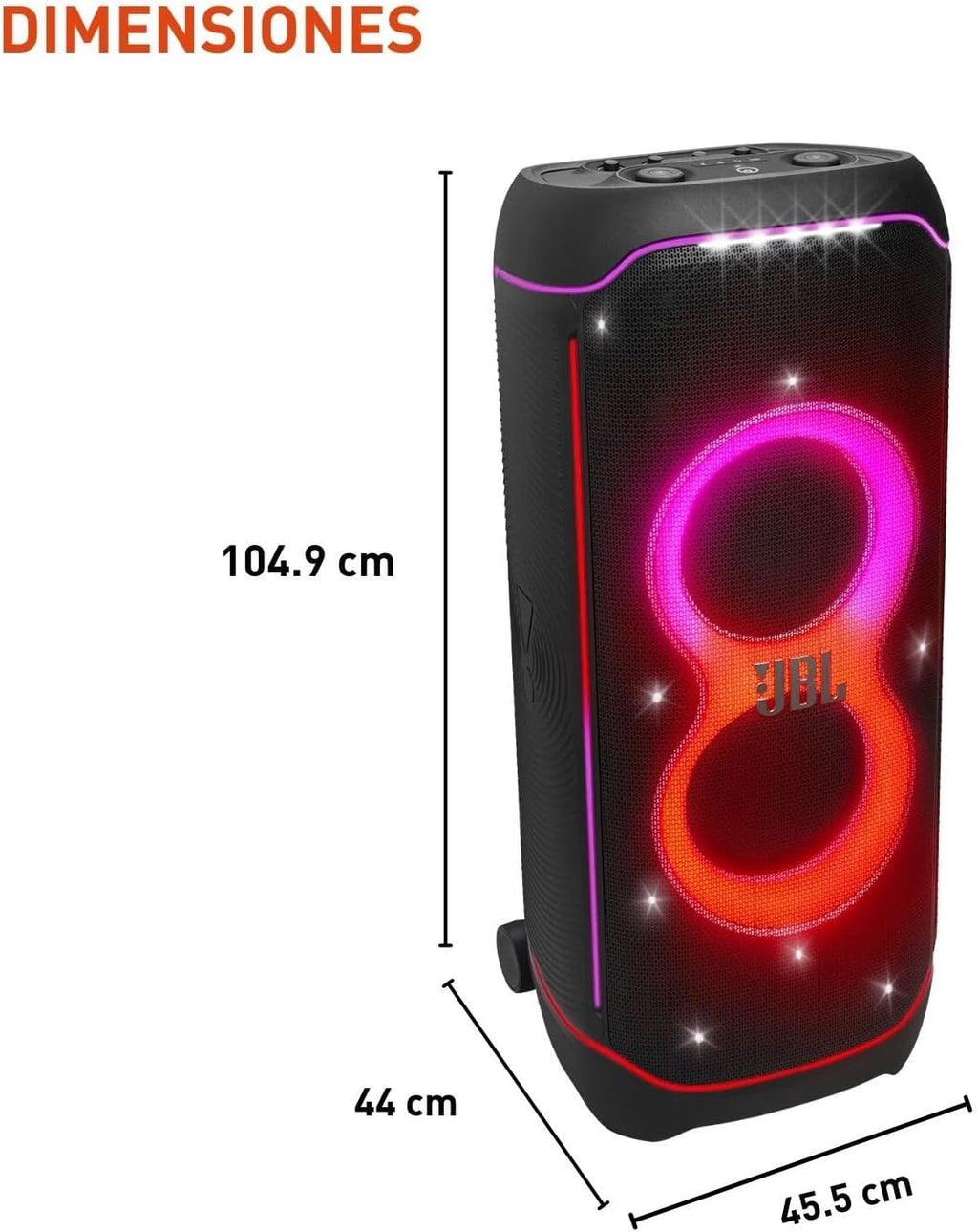 JBL Partybox Ultimate - Multi Purpose Party Speaker, with Wi-fi & Bluetooth Connectivity, Wireless, Lightshow, IPx4 Slashproof, Dual Mic & Guitar Inputs, Handle & Sturdy Wheels, Black