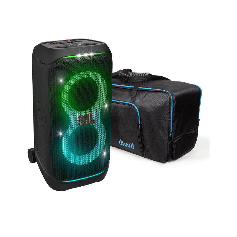 JBL PartyBox Stage 320 Portable Bluetooth Speaker Bundle with divvi! Protective Transport Bag