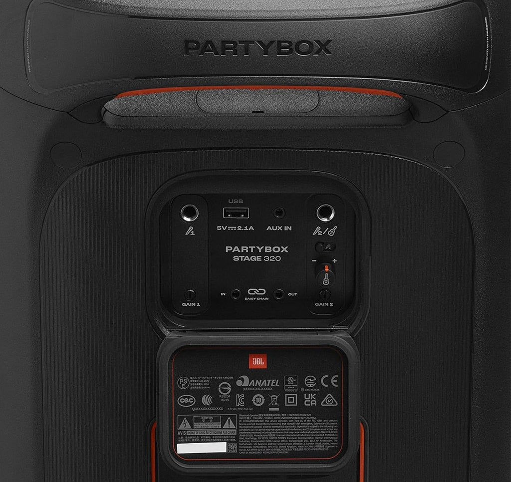 JBL PartyBox Stage 320 Portable Bluetooth Speaker Bundle with divvi! Protective Transport Bag