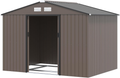Outsunny 9 x 6ft Garden Metal Storage Shed, Outdoor Storage Tool House with Ventilation Slots, Floor Foundation and Lockable Double Doors, Light Green